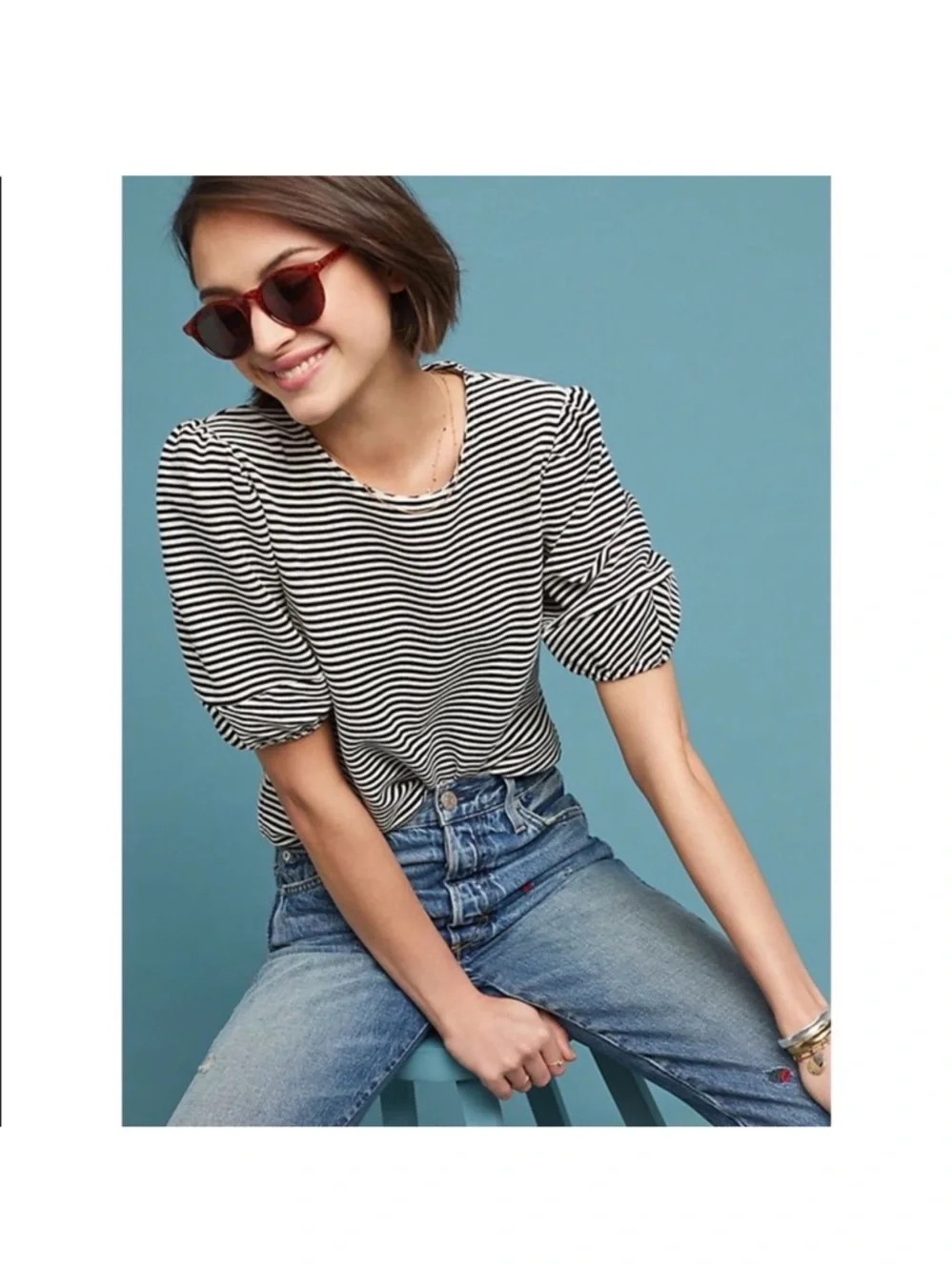 Anthropologie striped black white